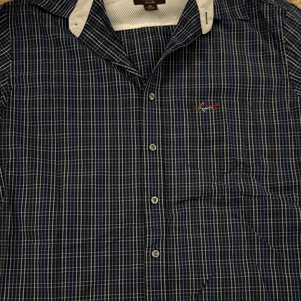 Greg Norman Collection Navy Plaid Short Sleeve Shirt - Picture 3 of 3